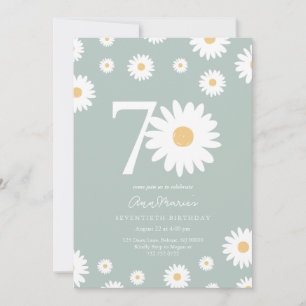 Invitation Élégante Daisy Milestone Soixante-dixième Annivers