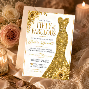 Invitation élégante d'anniversaire 50 ans en or