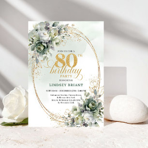 Invitation élégante d'anniversaire 80 ans en or Bo