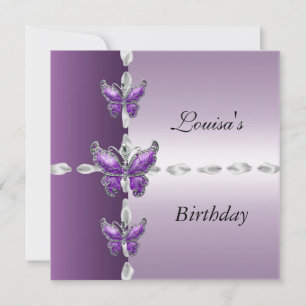 Invitation élégante d'anniversaire papillon lilas