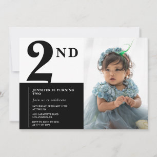 Invitation élégante de 2e anniversaire Fille Chic