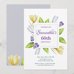 Invitation élégante de 60e anniversaire à motif fl