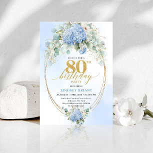 Invitation élégante de 80e anniversaire aux fleurs