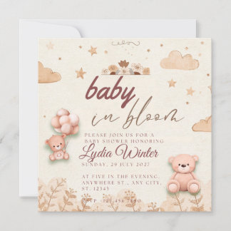 Invitation élégante de baby shower aquarelle avec