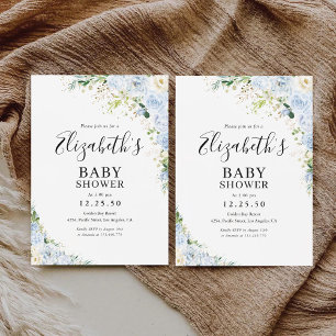 Invitation élégante de baby shower bleu clair
