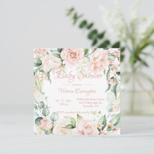 Invitation élégante de Baby shower Floral rose