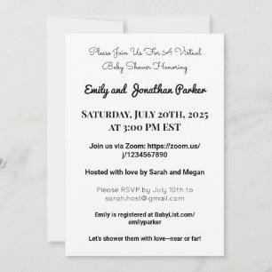 Invitation Élégante de Baby shower virtuel