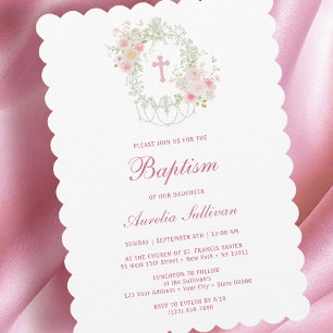 Invitation élégante de baptême de la Sainte Croix