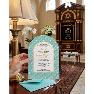 Invitation élégante de Bar Mitzvah perle