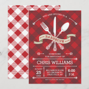 Invitation élégante de barbecue sur Gingham