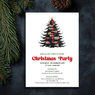 Invitation élégante de dîner de Noël à carreaux ro