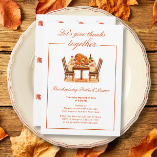 Invitation élégante de dîner de Thanksgiving pour 