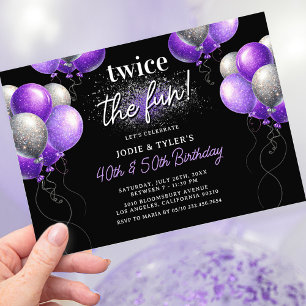 Invitation élégante de double anniversaire violet
