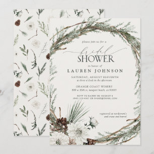 Invitation élégante de douche de mariée Evergreen