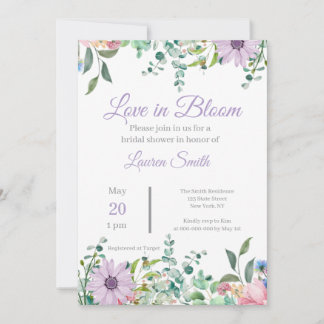 Invitation élégante de douche de mariée florale la