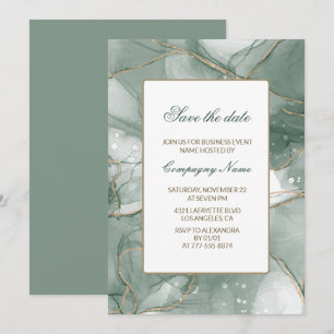 Invitation élégante de fête d'affaires verte enreg