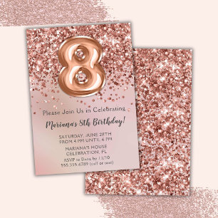 Invitation élégante de fête d'anniversaire de 8 an