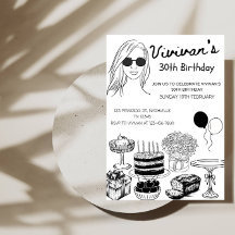 Invitation élégante de fête d'anniversaire de fill