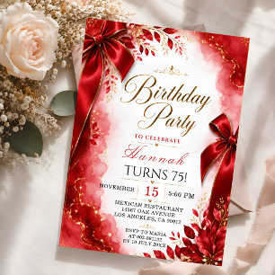 Invitation élégante de fête d'anniversaire ruban r