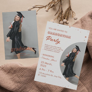 Invitation élégante de fête de fin d'études en rou