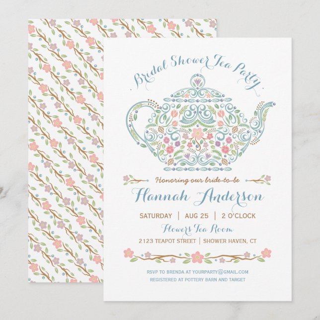 Invitation élégante de Fête de la mariée de (Devant / Derrière)