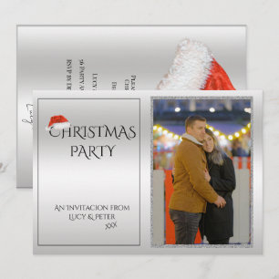 Invitation élégante de fête de Noël en argent avec