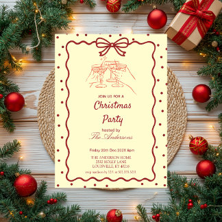 Invitation élégante de fête de Noël en Bourgogne e