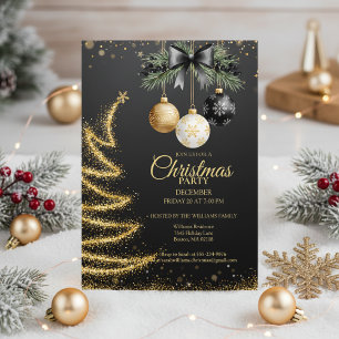 Invitation élégante de fête de Noël en or foncé