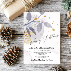 Invitation élégante de fête de Noël Floral d'Hiver