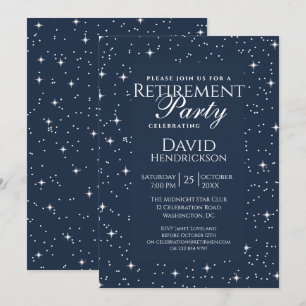 Invitation élégante de fête de retraite bleu marin