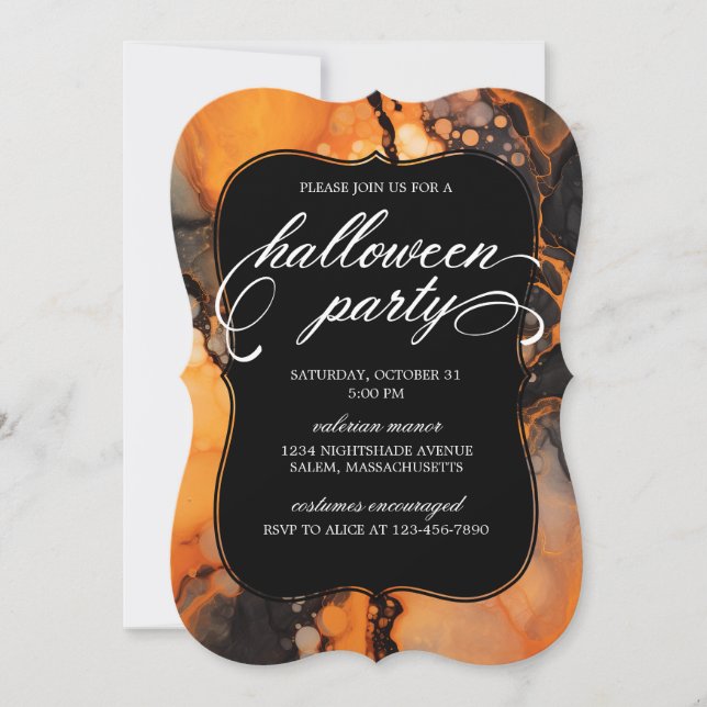 Invitation élégante de la fête d'Halloween (Devant)