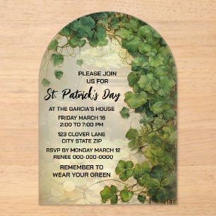 Invitation élégante de la Saint-Patrick au trèfle
