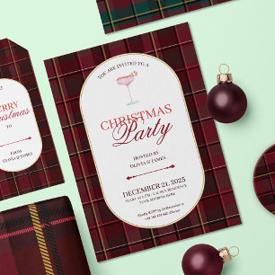 Invitation élégante de Noël à carreaux tartan vint
