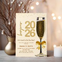 Invitation élégante de Nouvel An à la Champagne