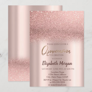 Invitation élégante de Quinceañera à dégradé de ro