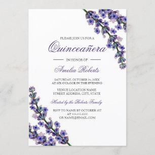 Invitation élégante de Quinceanera au lavande viol
