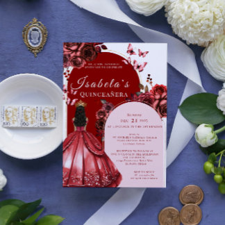 Invitation élégante de Quinceanera aux fleurs bord