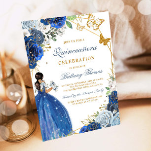 Invitation élégante de Quinceañera bleue