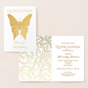 Invitation élégante de Quinceanera en or