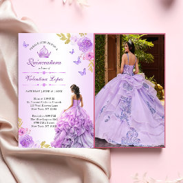 Invitation Élégante de Quinceañera Fleurie Rose Vi