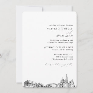 Invitation élégante de Skyline Mariage Washington 