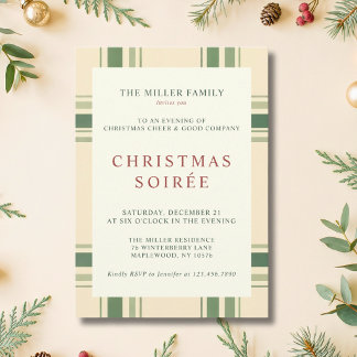 Invitation élégante de soirée de Noël à carreaux v