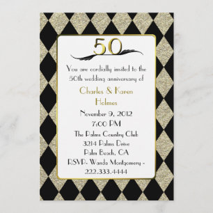 Invitation élégante de style Art Déco pour 50e ann
