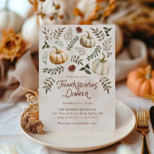 Invitation élégante de Thanksgiving à l'aquarelle 