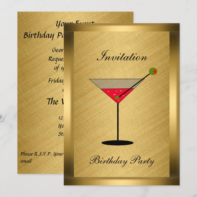 Invitation élégante d'événement en or (Devant / Derrière)