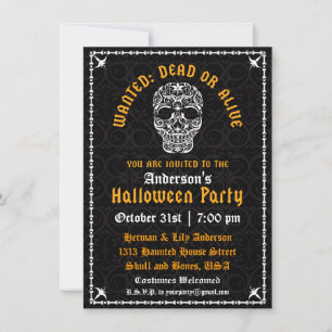 Invitation élégante d'Halloween avec crâne