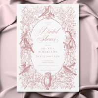 Élégante Douche Chinoiserie Rose Nature & Oiseaux