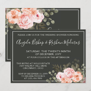 Invitation Élégante douche de mariage botanique rose pâle flo