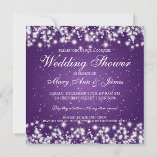 Invitation Elégante douche de mariage Sparkle violet d'hiver