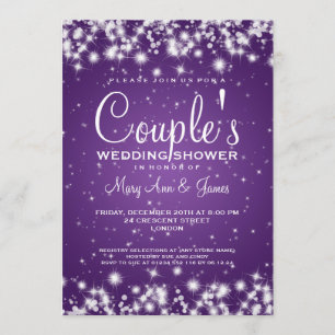 Invitation Elégante douche de mariage Sparkle violet d'hiver